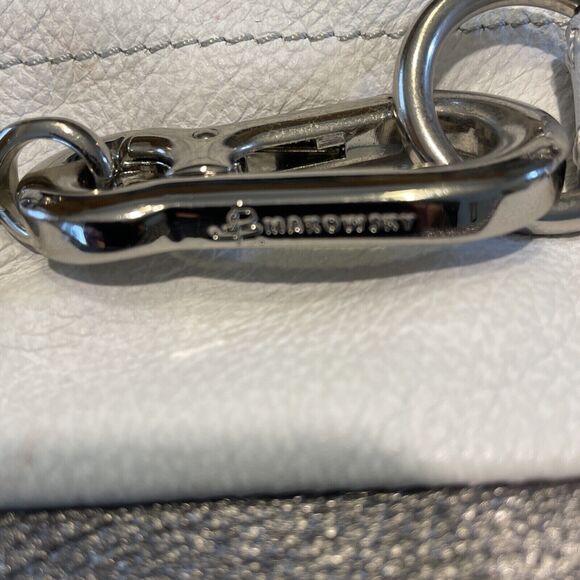 B. Makowsky Black White Silver‎ Large Leather Tote Hobo Handbag - Picture 4 of 9